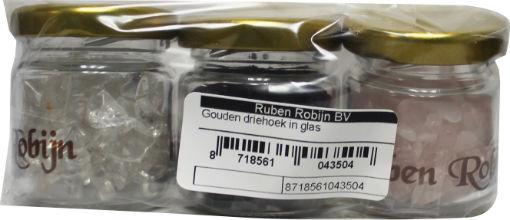 Ruben Robijn Gouden driehoek stones in glass container, set of 3 decorative stones by Ruben Robijn.
