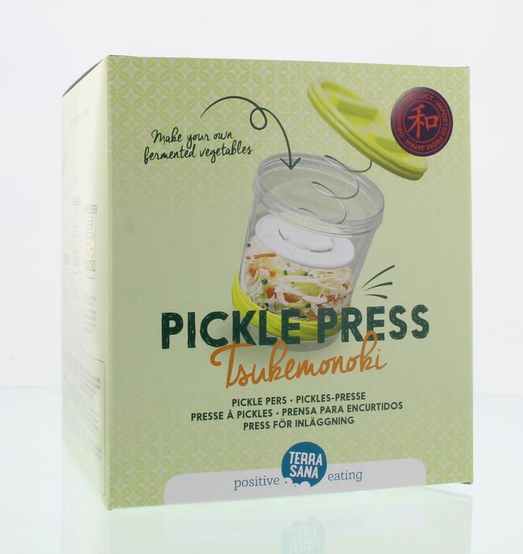 TerraSana salade pickle pers in 1200ml jar, perfect for cooking and table use, with fresh pear-flavored pickle slices.