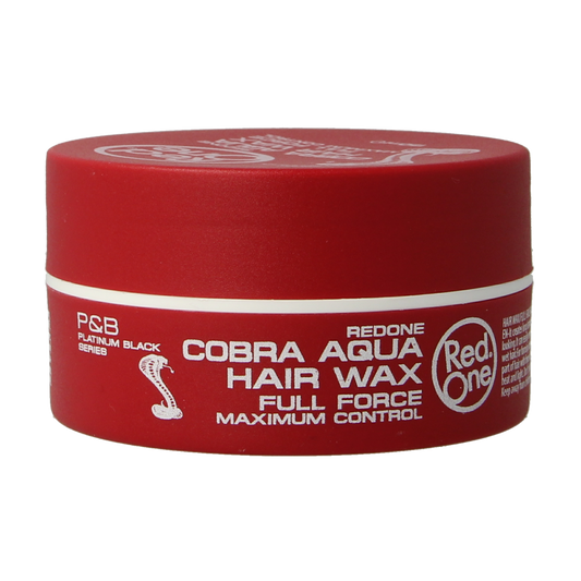 Red One Aqua Cobra Haarwax styling product in 150ml container, featuring a vibrant red and black design for hair styling.
