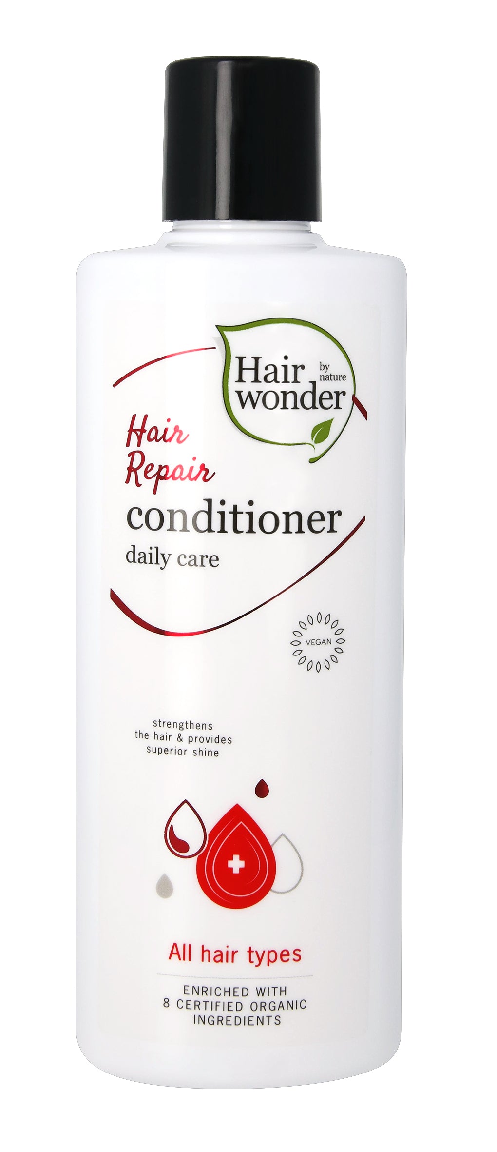 Hairwonder hair repair conditioner 200ml bottle with label, designed for nourishing and restoring damaged hair.