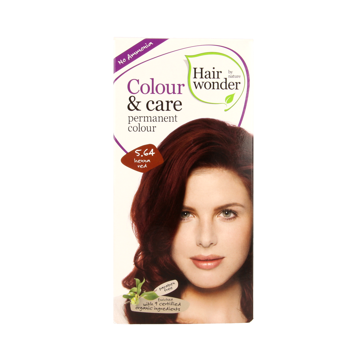Hairwonder Colour & Care Henna Red 5.64 hair coloring tube, 100ml, with vibrant red henna pigment for natural hair color.