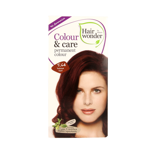 Hairwonder Colour & Care Henna Red 5.64 hair coloring tube, 100ml, with vibrant red henna pigment for natural hair color.