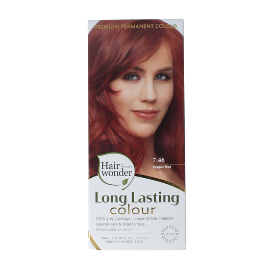 Henna Plus long-lasting copper red hair dye in 100ml bottle, vibrant color for natural hair coloring.