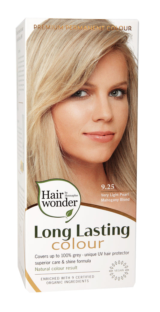 Hairwonder long-lasting hair coloring in very light pearl mahogany blond 9.2, 100ml, showcasing the color and packaging.