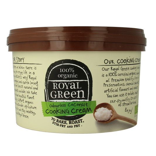 Royal Green Kokos cooking cream odourless bio in 2500ml bottle, natural coconut oil and fat for cooking and baking.