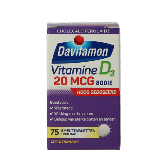 Davitamon Vitamine D3 forte smelttablet 75 Tabletten