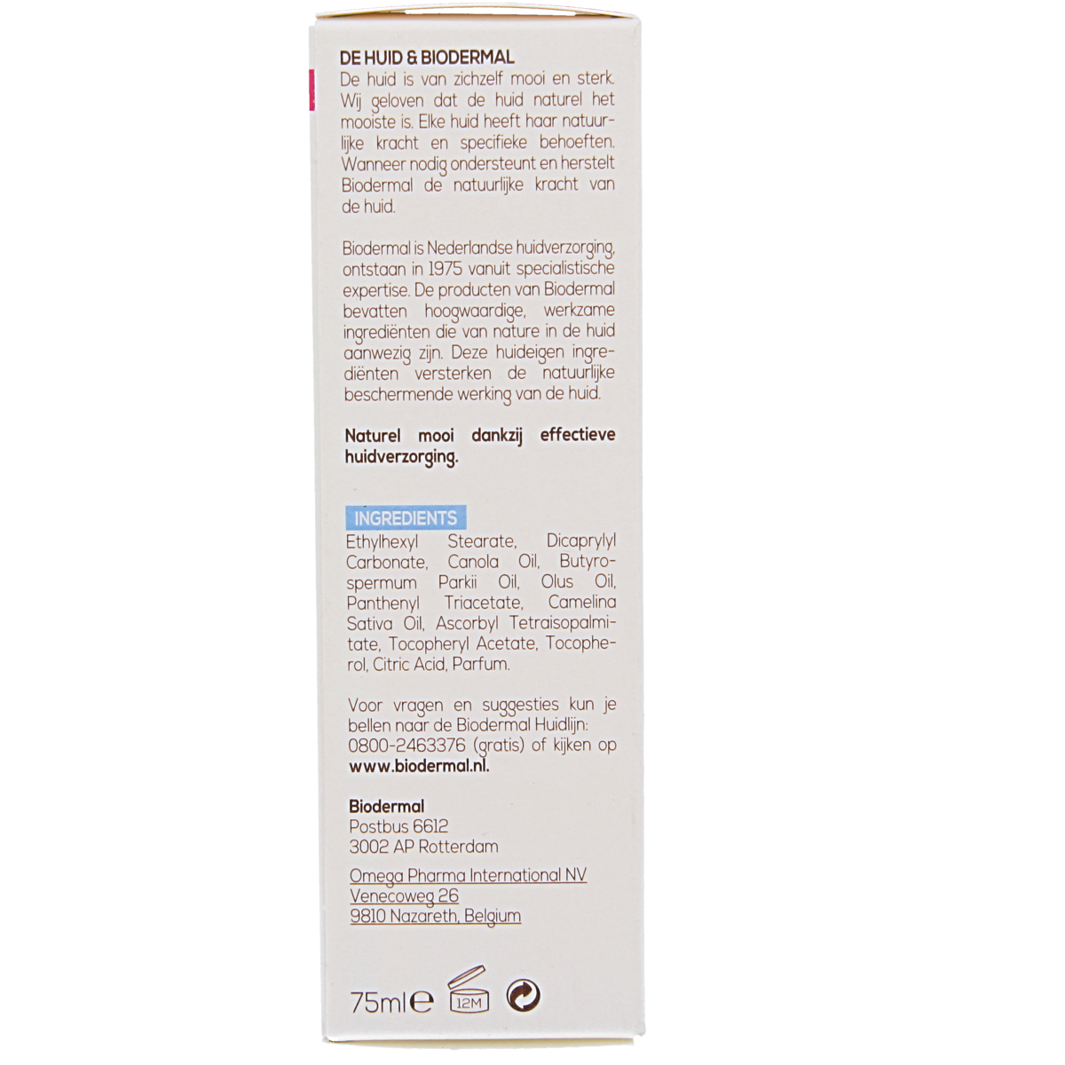 Biodermal P-CL-E body oil in 75ml bottle, natural skincare product for nourishing and moisturizing the skin.