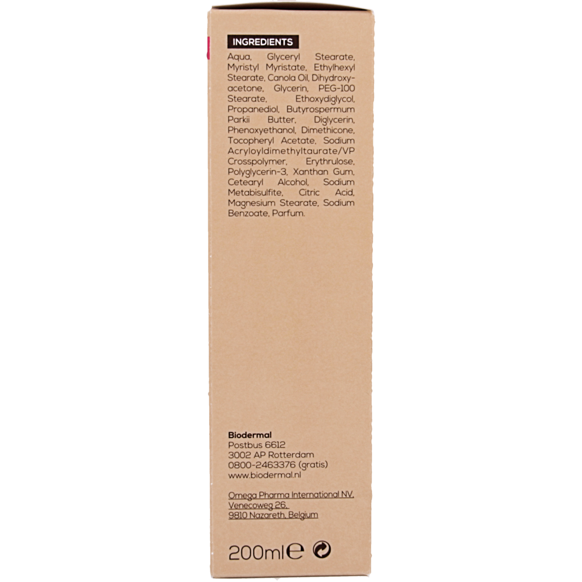 Biodermal Zelfbruinende lotion Sun Kiss, 200ml, sun tanning self-bronzer with smooth lotion texture in a bottle.