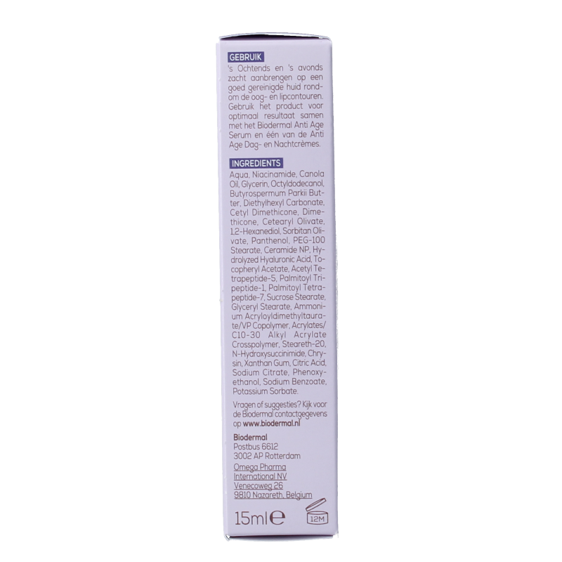 Biodermal Anti age oog- en lipcontour creme 15 Milliliter