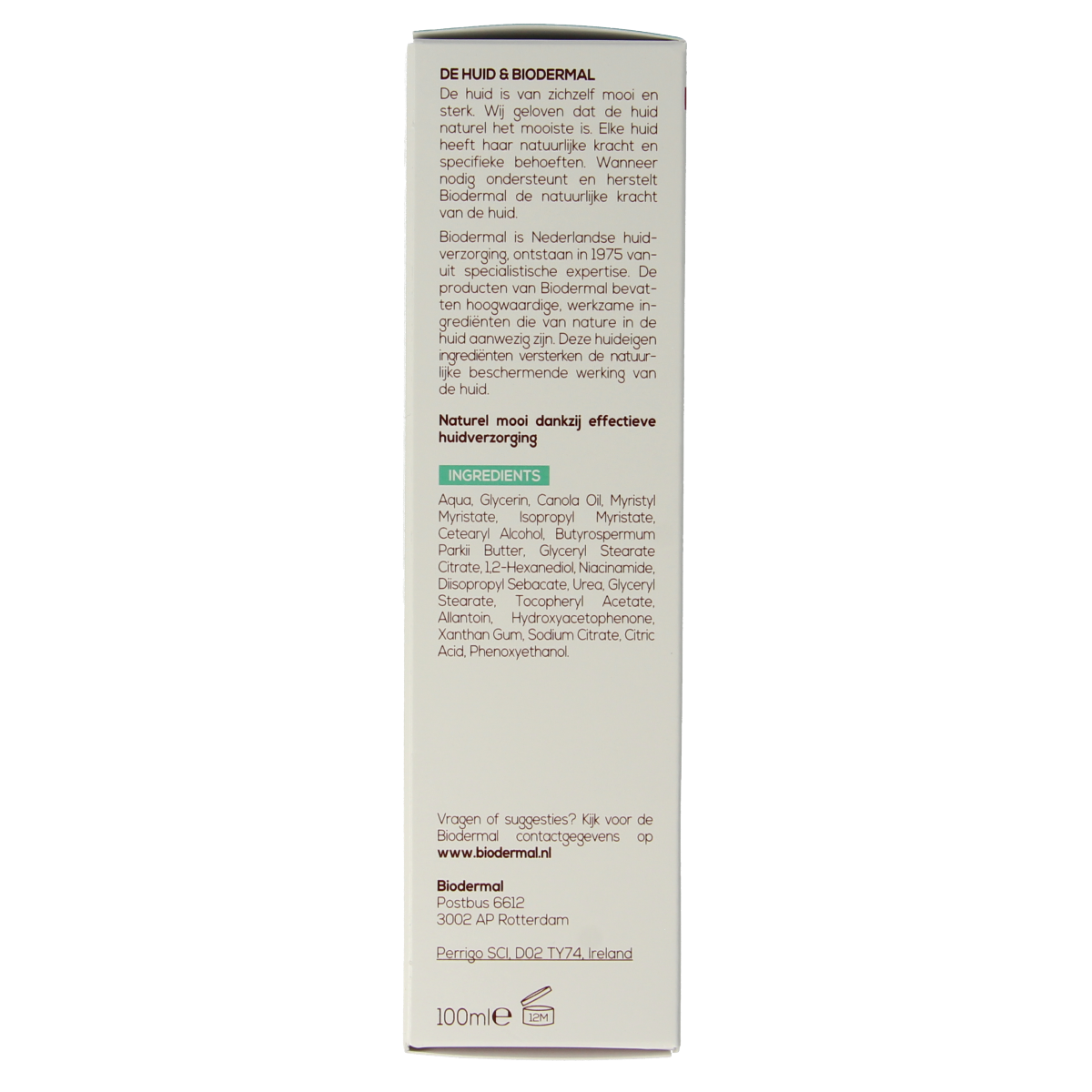 Biodermal day and night facial cream in a 100ml jar, featuring smooth texture and suitable for daily skincare routines.