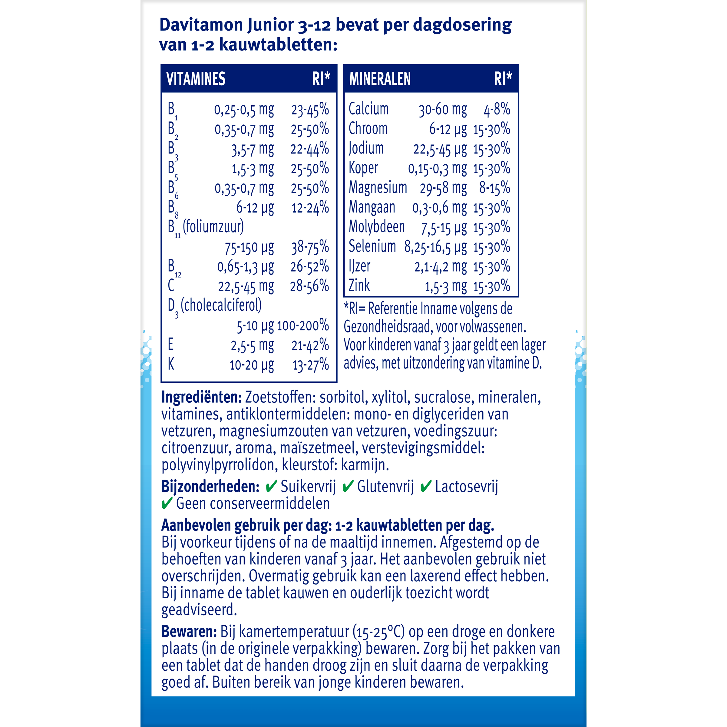 Davitamon Junior 3-12 framboos 120.00 Kauwtabletten