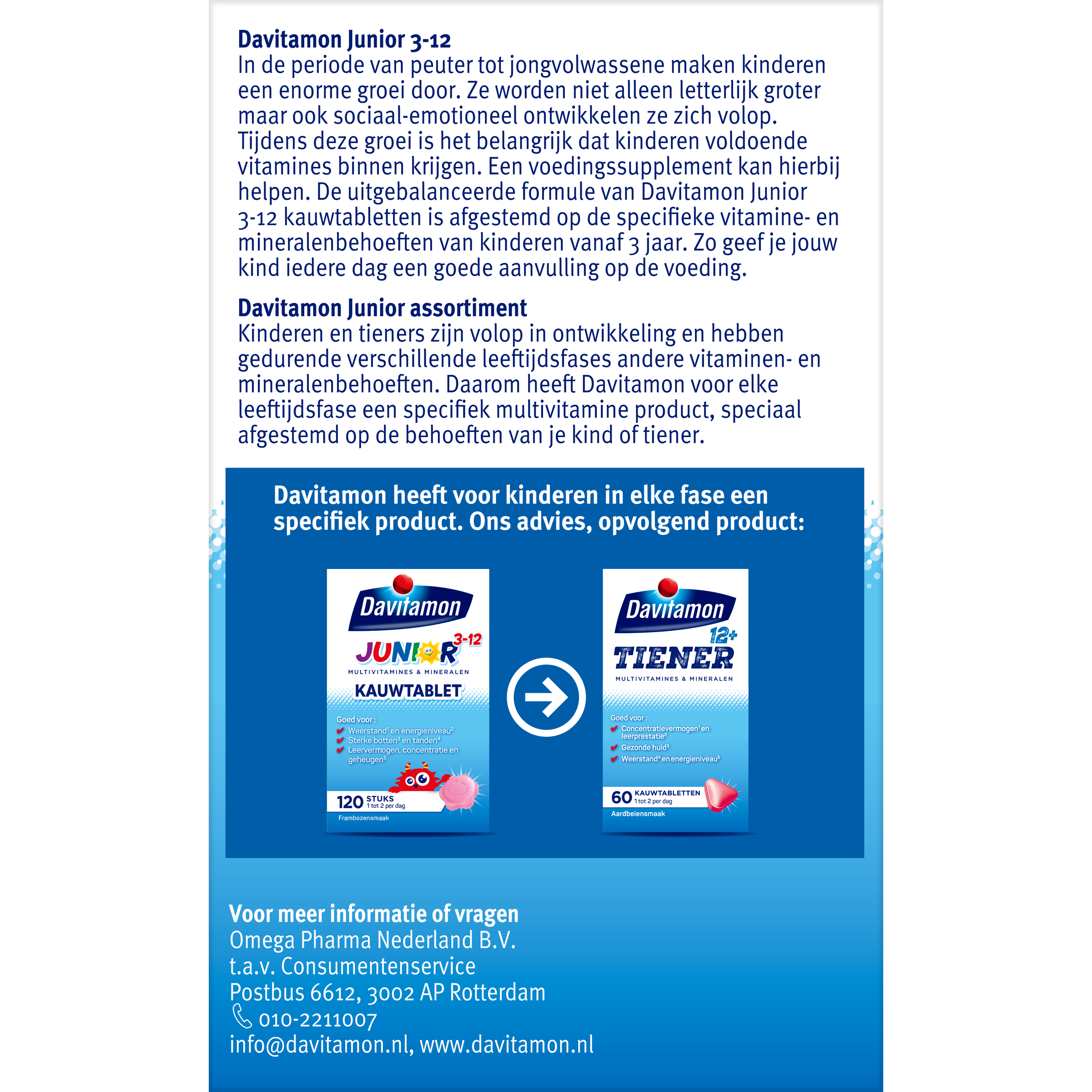 Davitamon Junior 3-12 framboos 120.00 Kauwtabletten