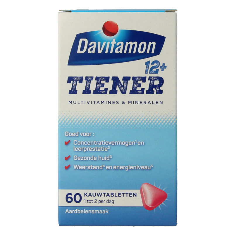 Davitamon Tiener boost 12+ aardbei 60 Tabletten