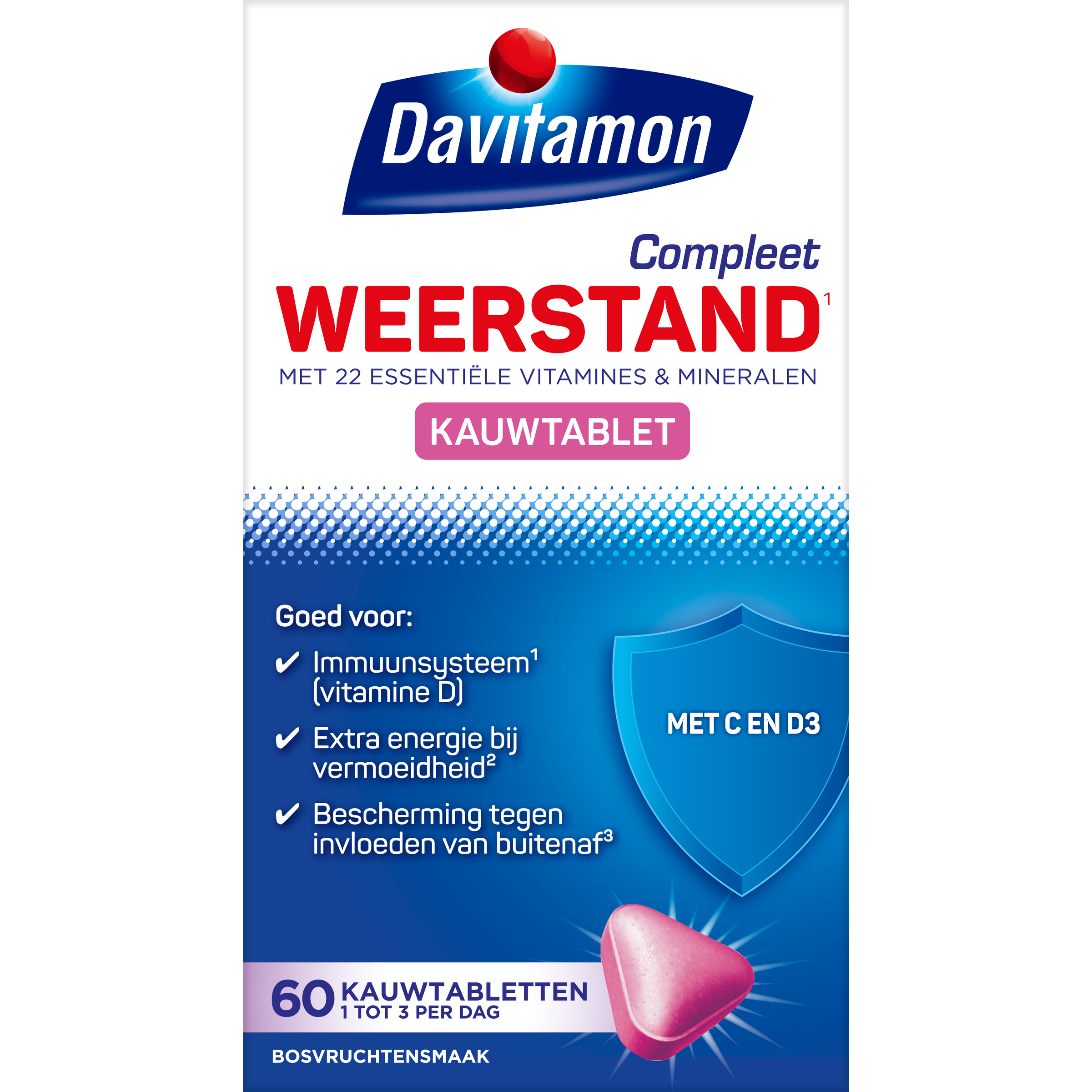 Davitamon Compleet weerstand kauwvitamines bosvruchten 60 Tabletten