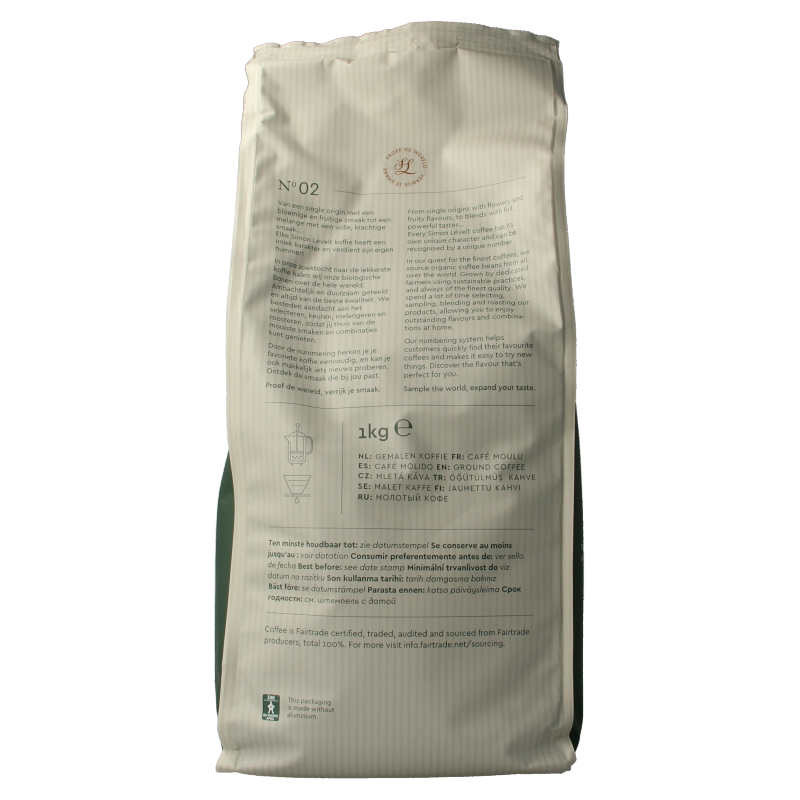 Simon Levelt Forte superior blend gemalen koffie bio 1 Kilogram