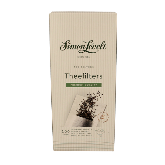 Simon Levelt large paper tea filters, 100 count, for brewing loose leaf tea or coffee in a natural, practical design.