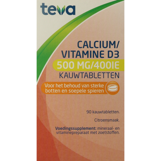 Teva Calcium / vitamine D 500mg / 400IE 90.00 Kauwtabletten
