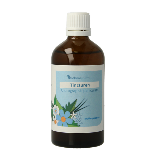 Balancepharma Andrographis paniculata tincture in a 100ml bottle, herbal supplement for wellness, with a clear label and dropper cap.