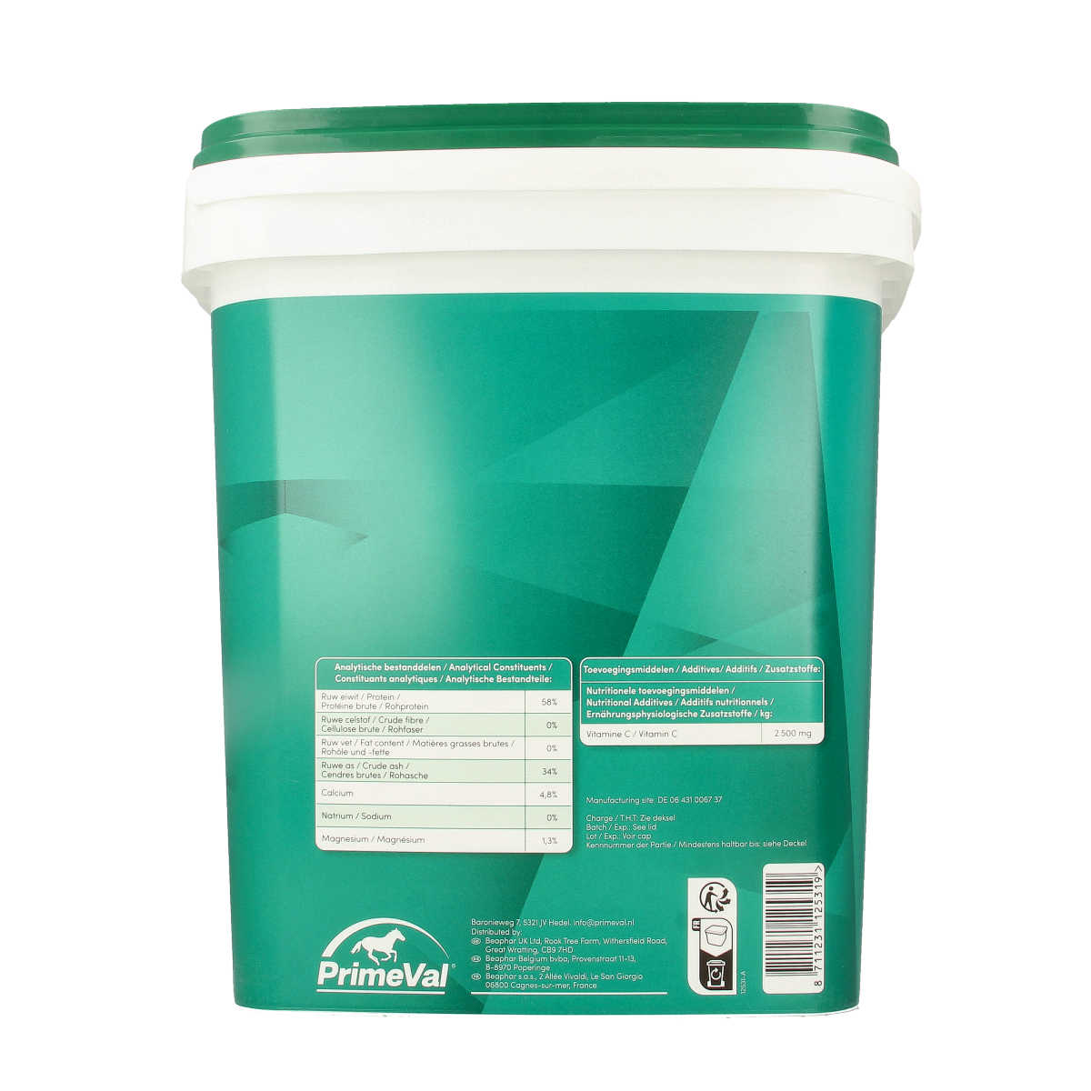 Primeval Gelatinaat paard voedingssupplement in 5 kg bag, high-quality gelatine supplement for horses, showing the product packaging.