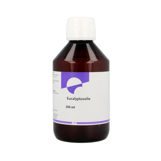 Orphi Eucalyptus essential oil in a 250ml bottle, showcasing clear liquid with the label, used for aromatherapy and natural remedies.
