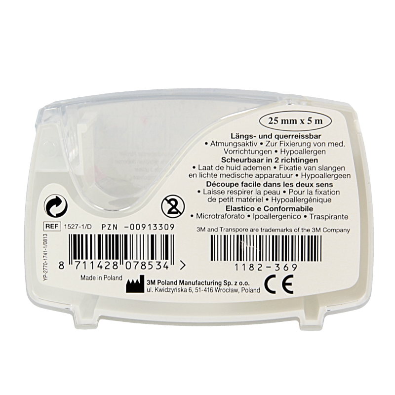 3M Transpore hechtpleister 5m x 25mm 1 Stuks