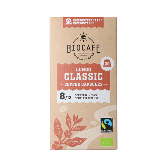 Biocafe Koffiecapsules Lungo bio 20.00 Stuks