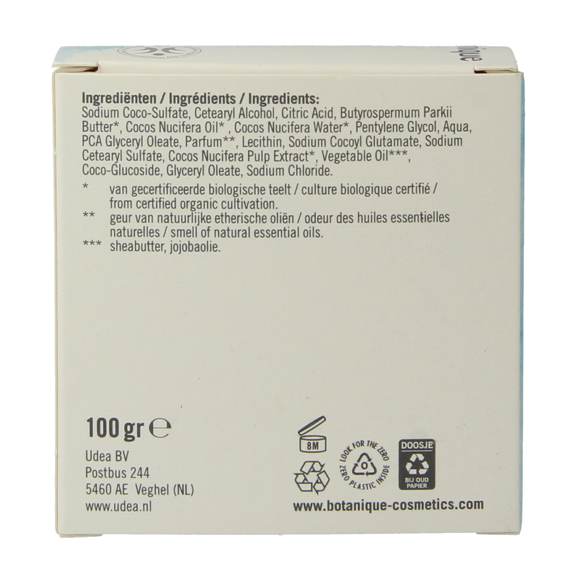 Botanique Kokos Body & Face Bar, 100g, natural skincare soap for body and face with coconut fragrance.