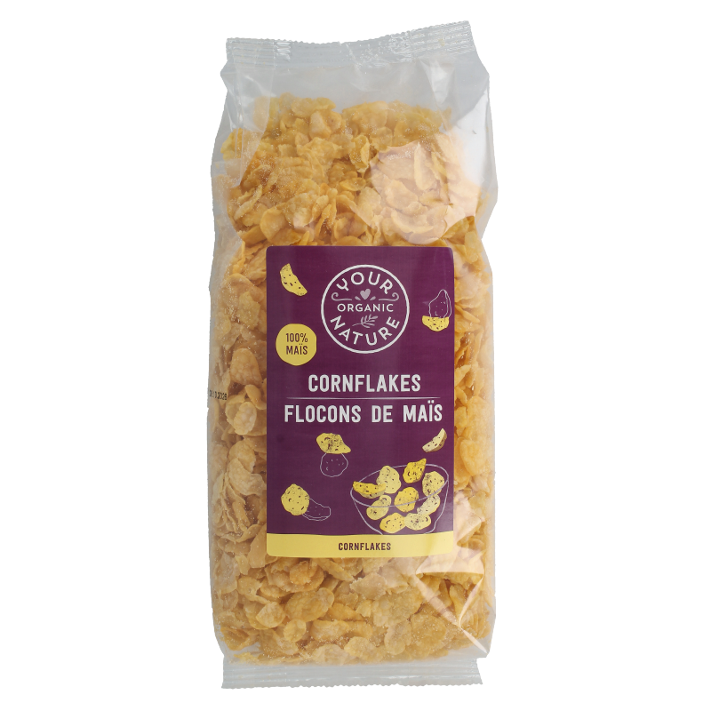 Organic Your Organic Nature cornflakes in a 250g package, breakfast cereal with natural ingredients, ready to enjoy.