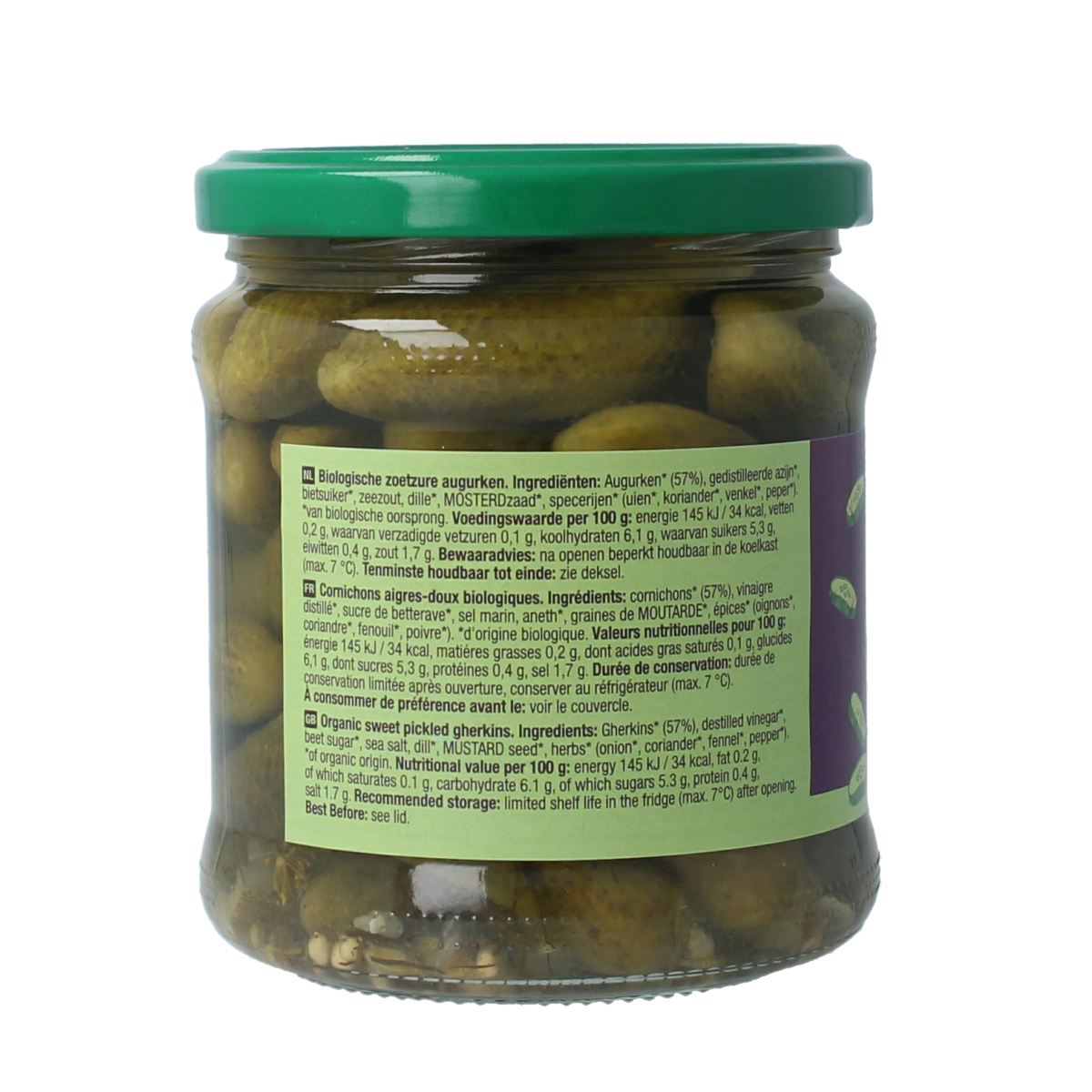 Your Organic Nature Augurken zoetzuur 330.00 Gram
