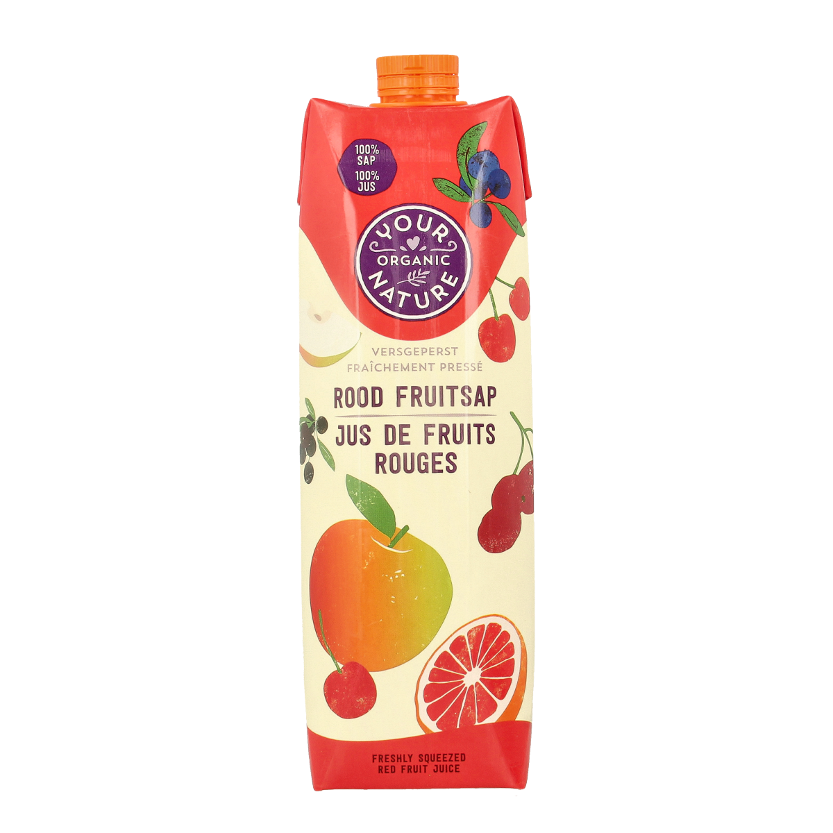 Your Organic Nature Rood fruit sap bio 1.00 Liter