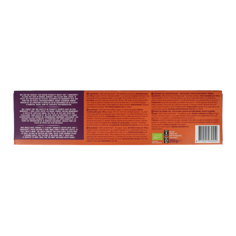 Your Organic Nature Spaghetti rode linzen bio 250 Gram