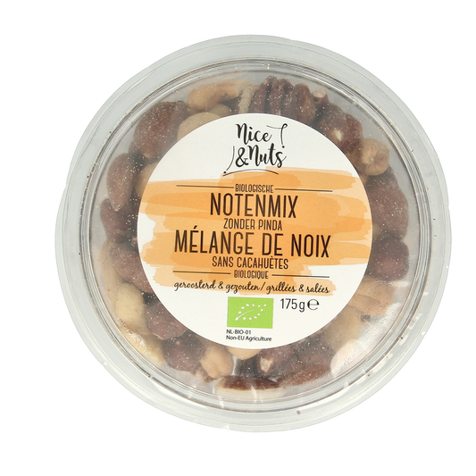 Nice & Nuts Notenmix zonder pinda met zeezout geroosterd bio 175.00 Gram