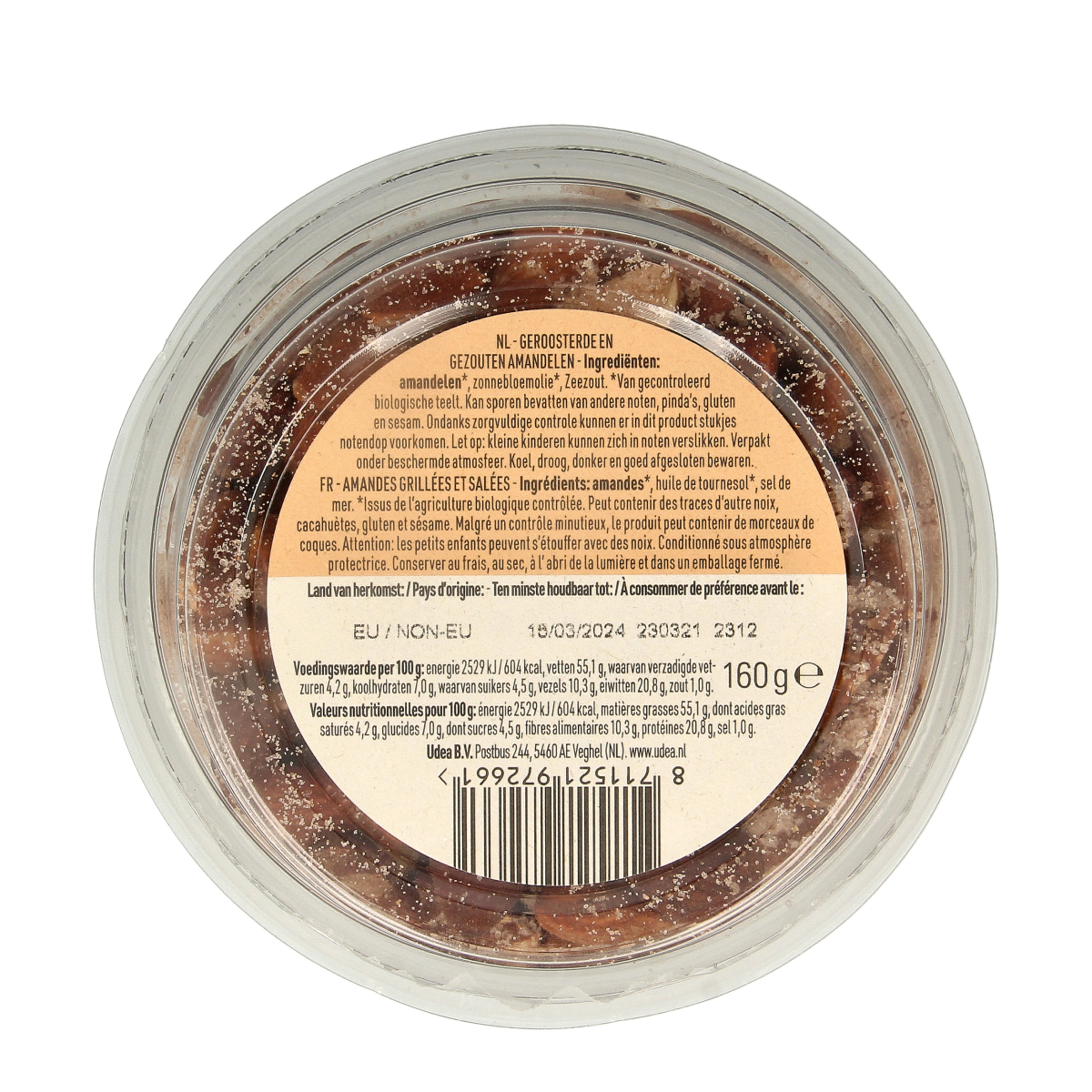 Nice & Nuts Amandelen bruin gezouten geroosterd bio 160.00 Gram