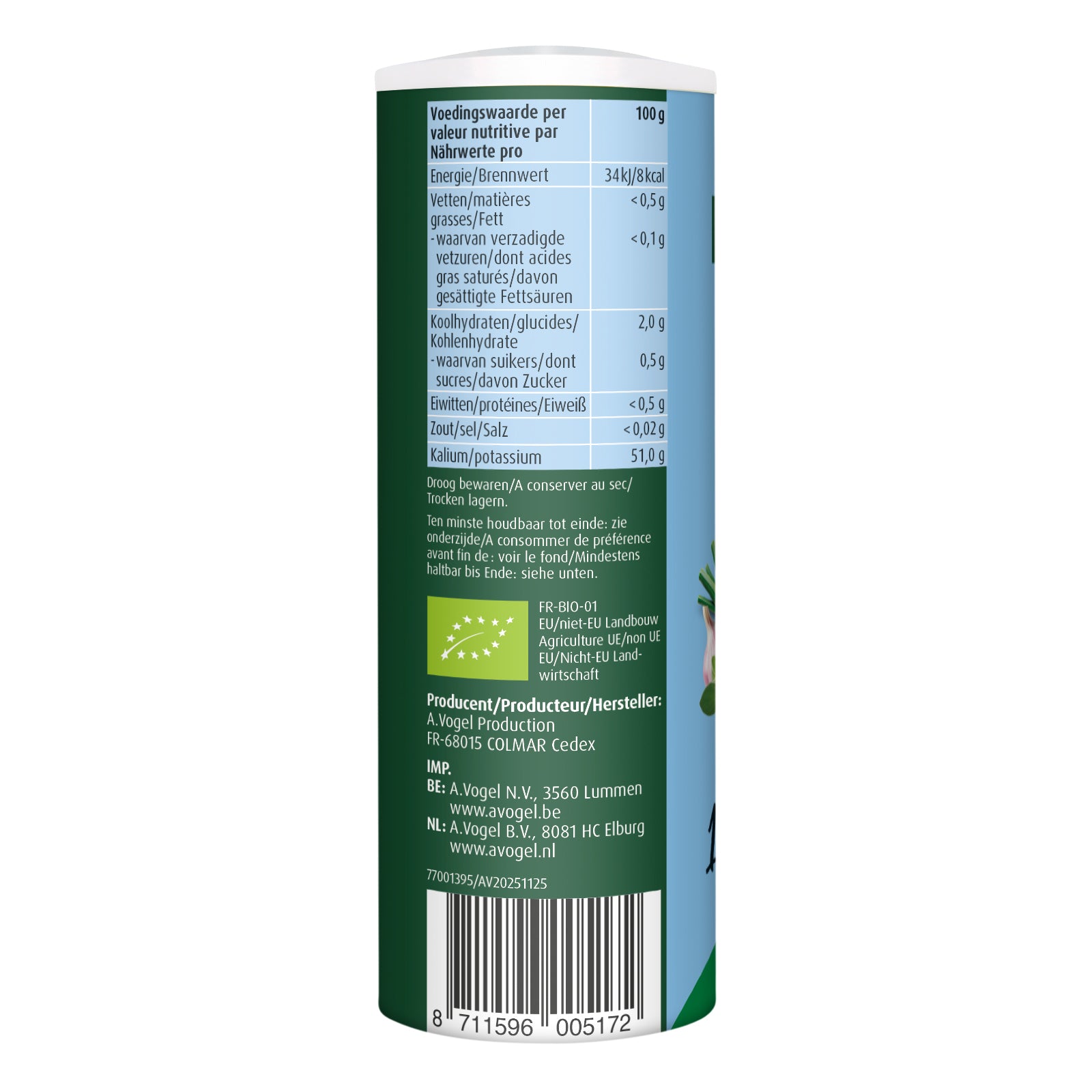 A Vogel Herbamare dieetzout natriumarm bio 125.00 Gram