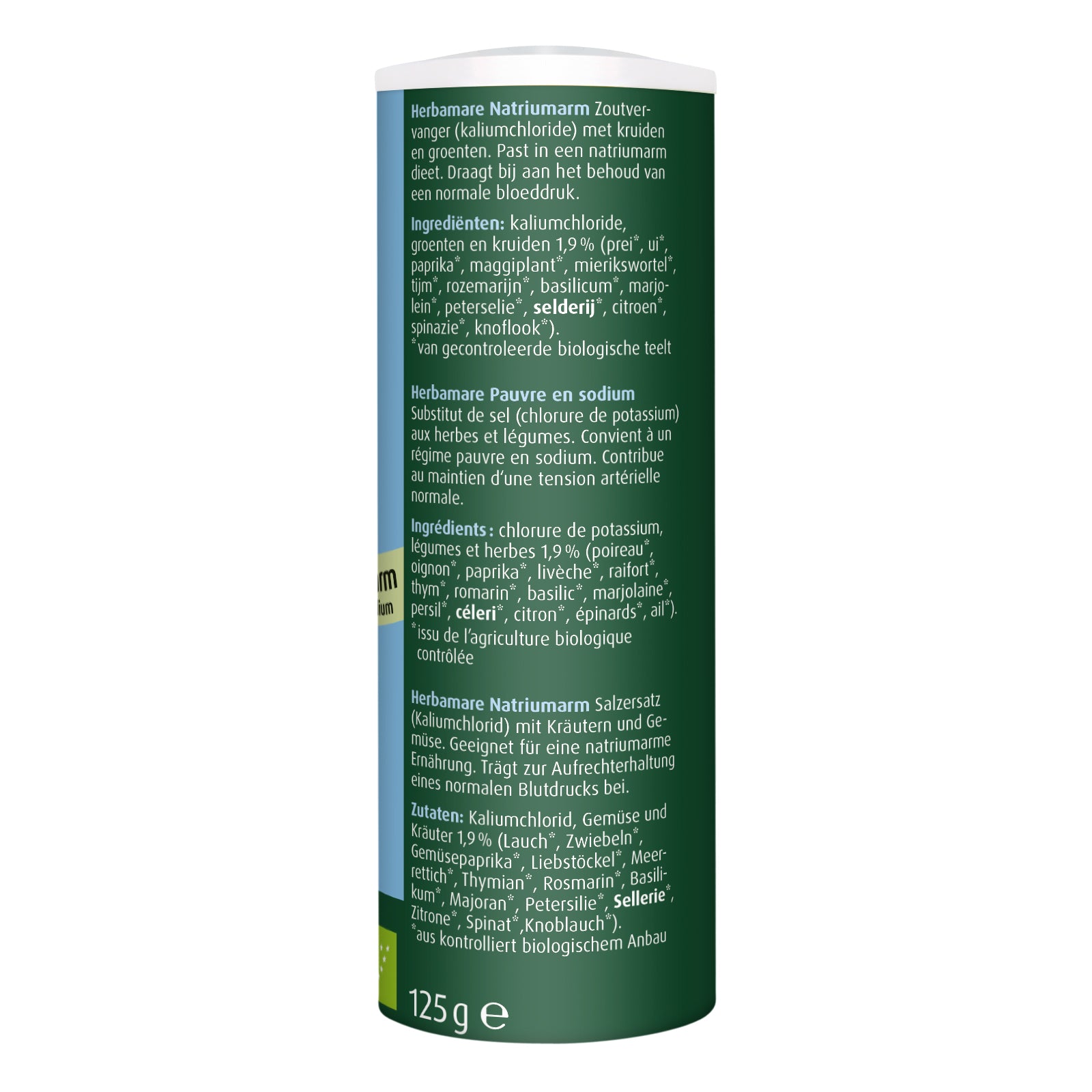 A Vogel Herbamare dieetzout natriumarm bio 125.00 Gram