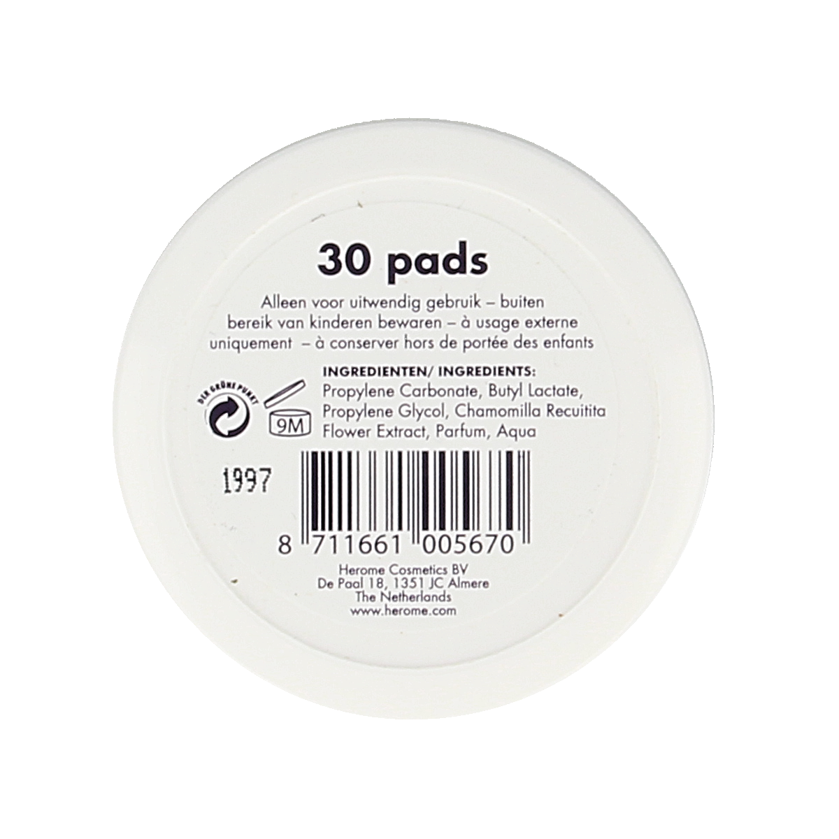 Herome Nagel caring remover pad 30.00 Stuks