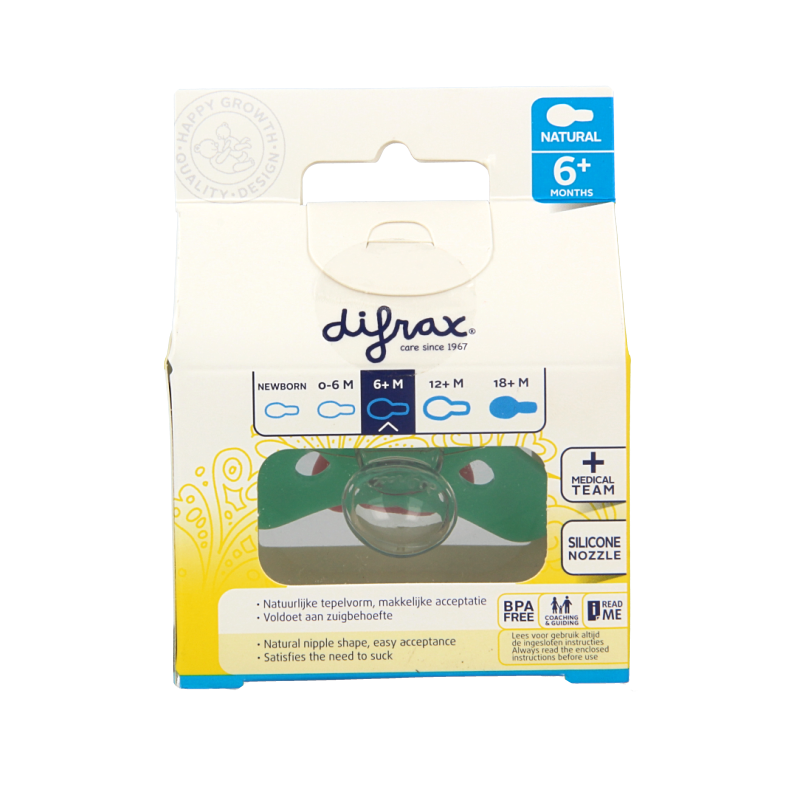 Difrax Fopspeen natural 6+ maanden met ring  1 Stuks