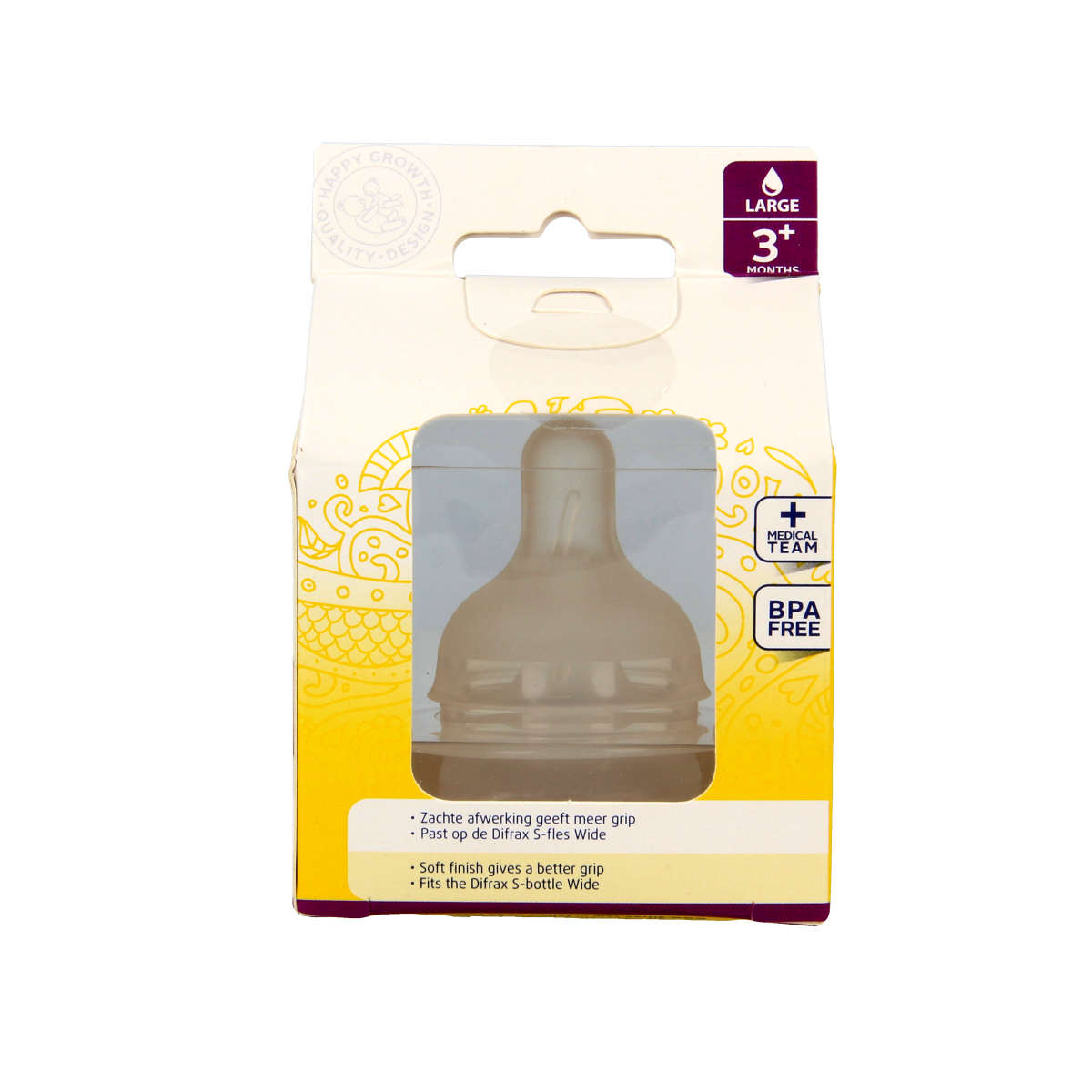 Difrax Flesspeen soft breed large 2.00 Stuks