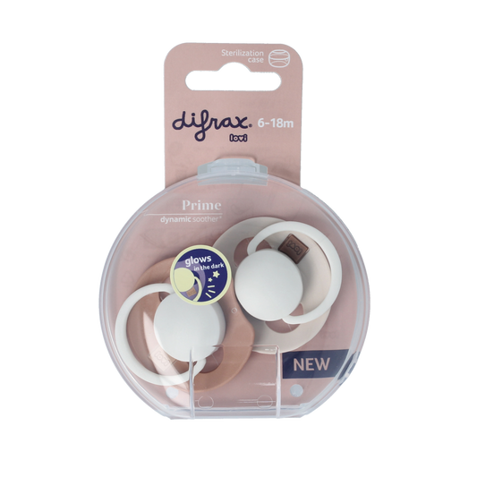 Difrax Fopspeen glow dynamic 6-18  mnd ivory/blush 2.00 Stuks