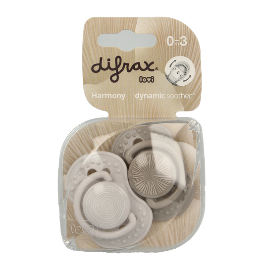 Difrax Lovi fopspeen for babies 0-6 months, assorted colors, soft silicone nipple, designed for comfort and safety.