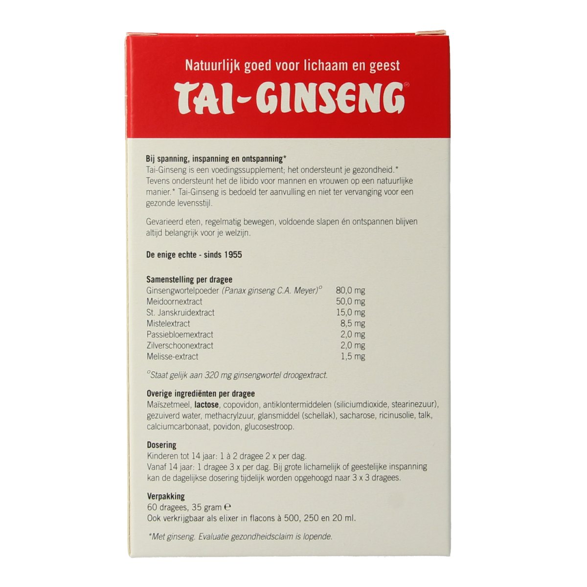 Tai Ginseng Versterkende dragees 60.00 Dragees