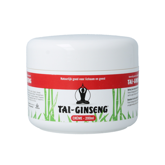 Tai-Ginseng body cream in 200ml jar, nourishing skincare product with ginseng extract for healthy, revitalized skin.