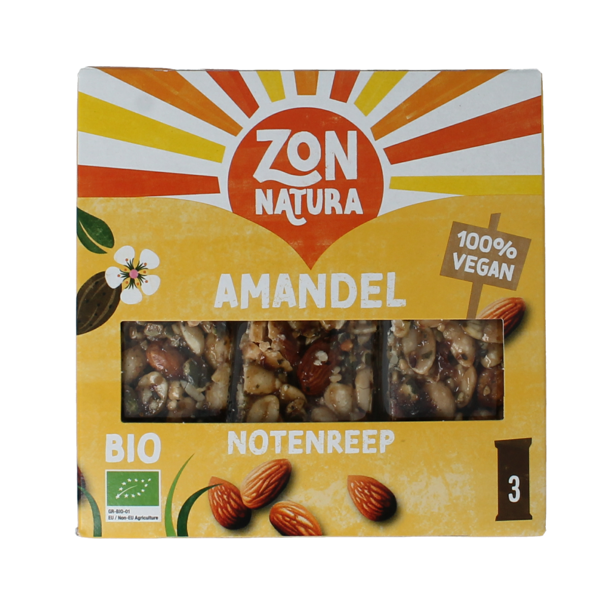Zonnatura Muesli notenmix reep amandel 3x25g bio 3.00 Stuks