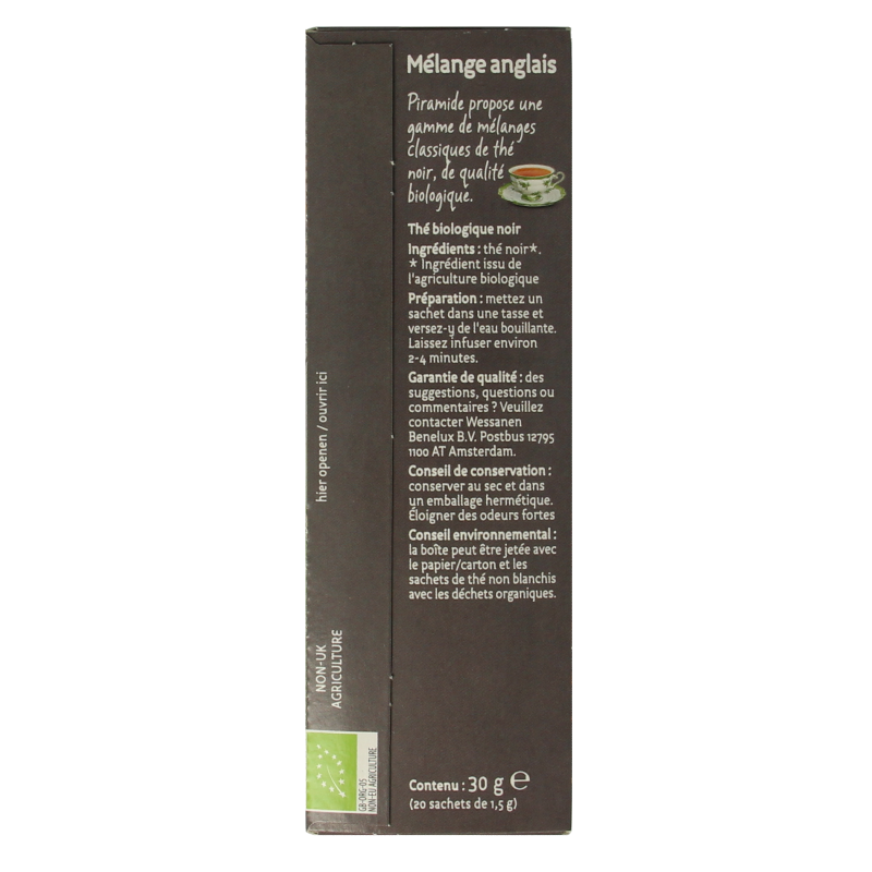 Piramide Engelse melange thee bio 20 Zakjes