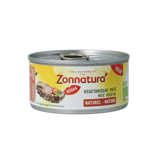 Zonnatura vegetarische biologische pate naturel spread on bread, 125 grams, vegan broodbeleg with natural ingredients.