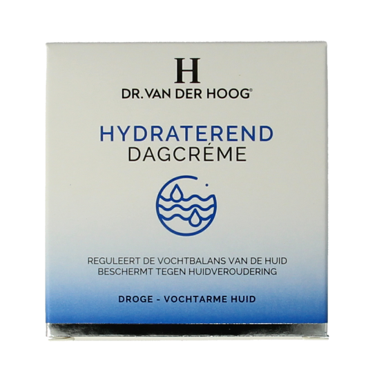 Dr. van der Hoog Hydraterende dagcrème in 50ml jar, facial skincare product with moisturizing formula and light texture.