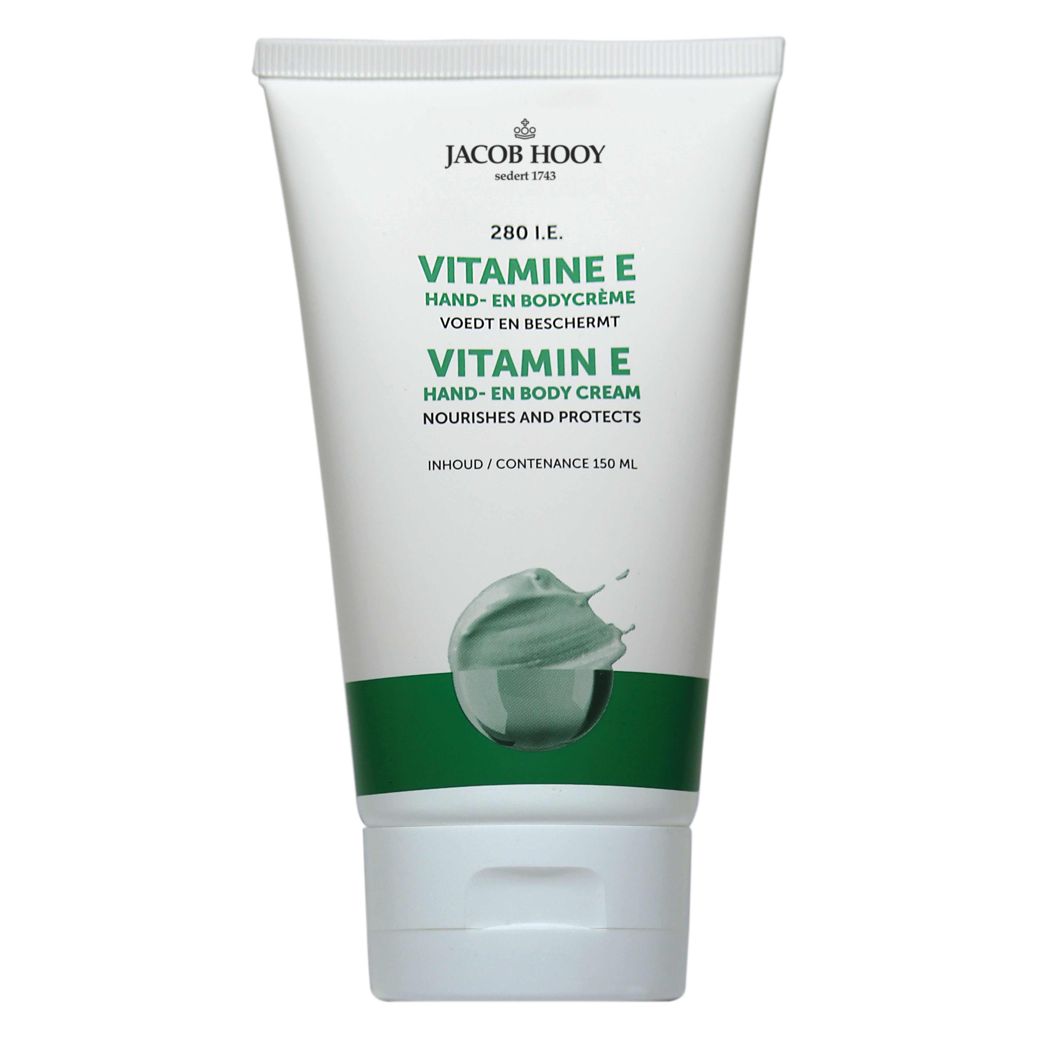 Jacob Hooy Vitamine E hand en bodycreme tube 150 Milliliter