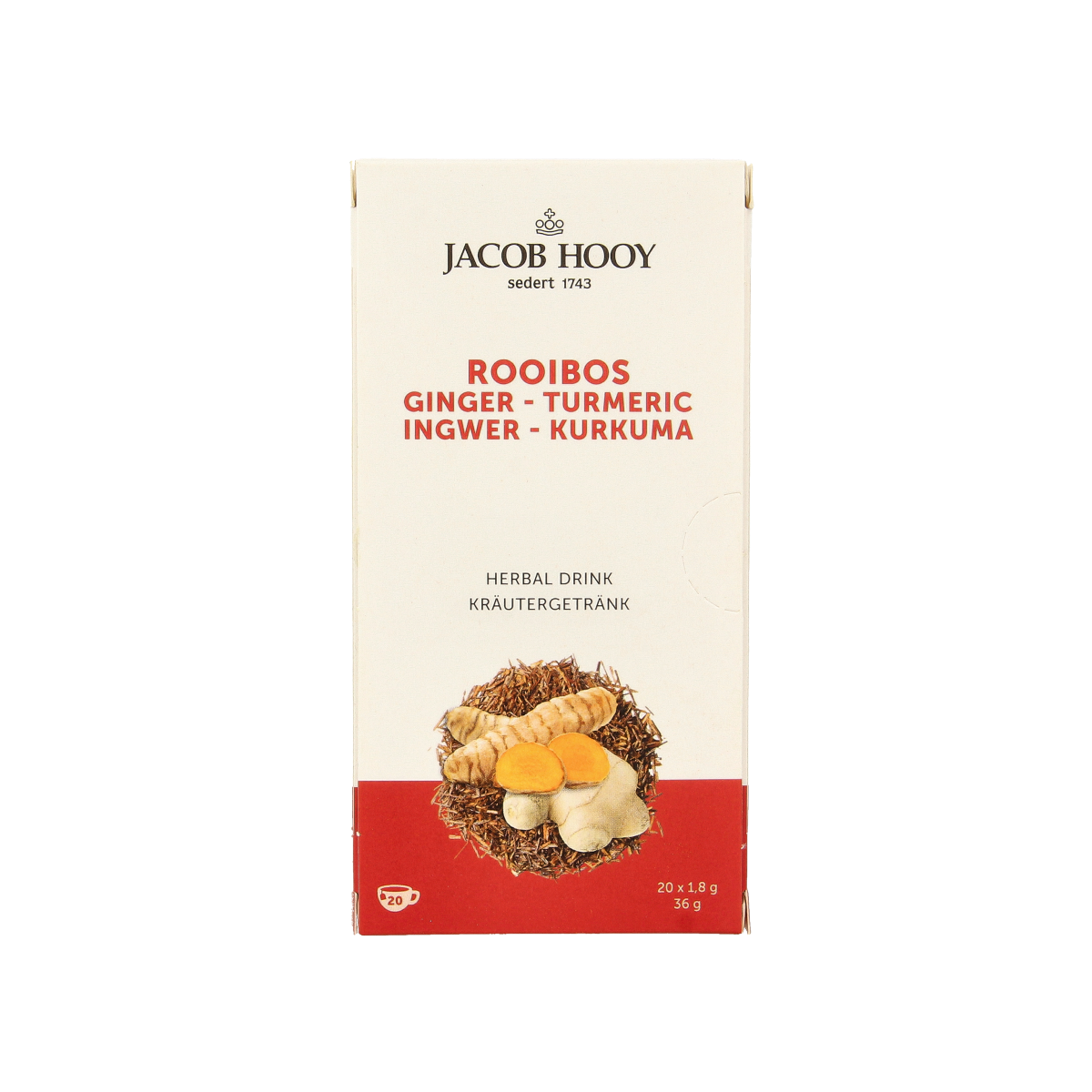 Jacob Hooy Rooibos gember curcuma thee  20.00 Zakjes