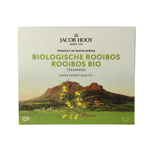 Jacob Hooy Rooibosthee bio tea sachets, 80-pack, natural herbal tea in individual paper sachets, organic tea from Jacob Hooy.