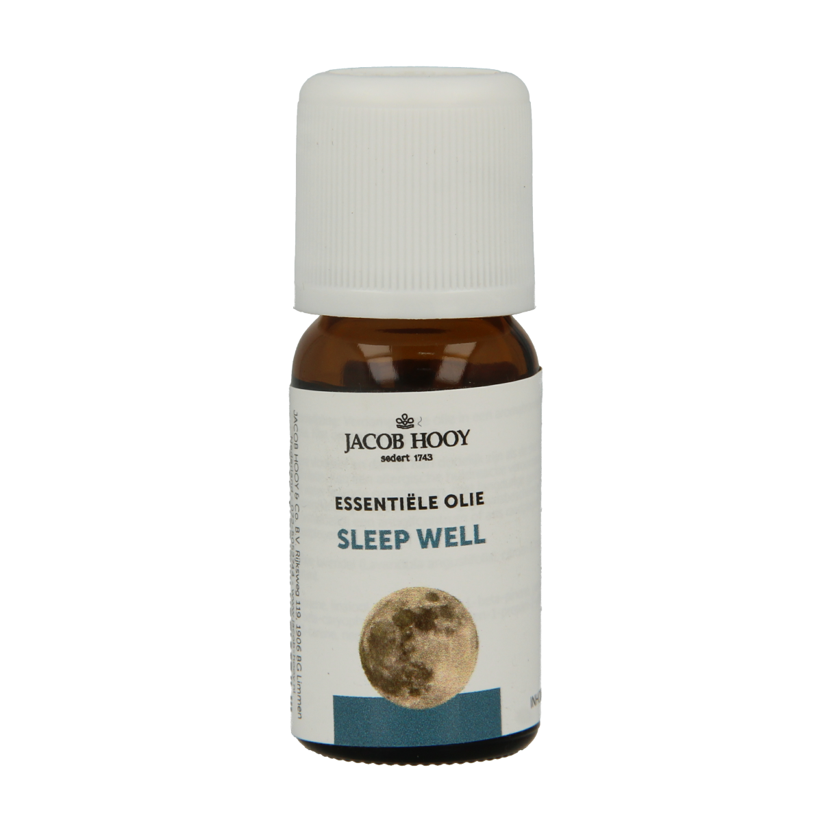 Jacob Hooy Sleep Well essential oil in a 10ml bottle, featuring natural herbal aroma for relaxation and restful sleep.